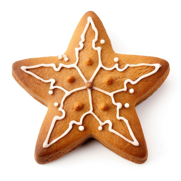 Zdjęcie ciasteczko z gwiazdką z piernika na białym tle