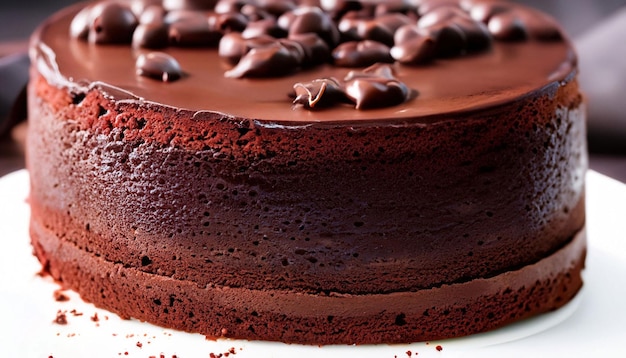 Ciasto czekoladowe z polewą czekoladową i kawałkami czekolady