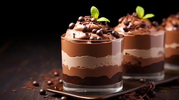 Ciasto czekoladowe z truskawkami i cukrem w proszku Generatywna sztuczna inteligencja