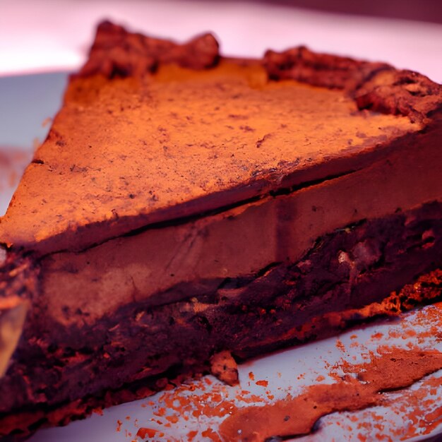 Zdjęcie ciasto czekoladowe z wypełnieniem i kakao closeup
