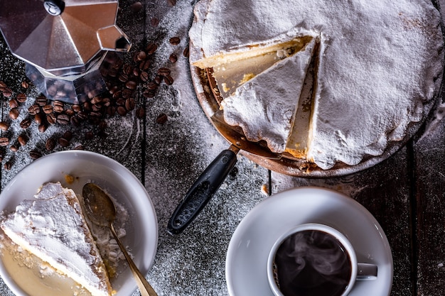 Zdjęcie ciasto ricotta z kawą