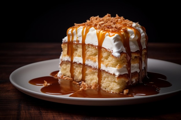 Ciasto Tres Leches z dulce de leche, meksykańskie desery Fotografia kulinarna