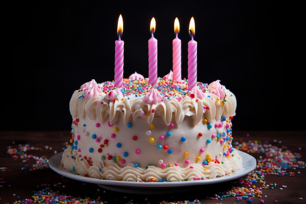 Ciasto urodzinowe i sztućce pod wysokim kątem