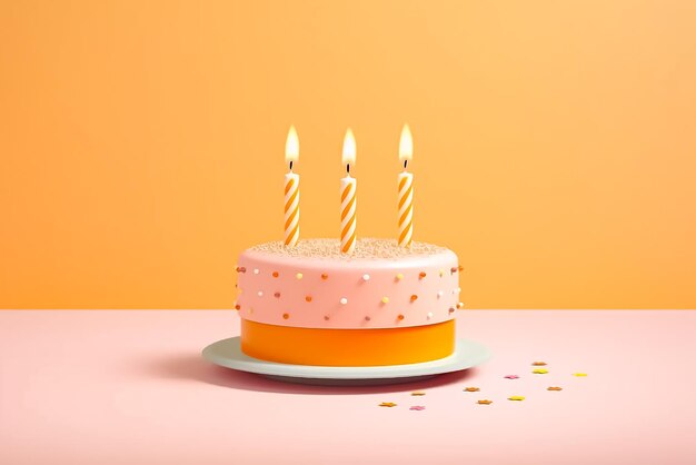Ciasto urodzinowe ozdobione kolorowymi posypkami i świecami generowane przez Ai