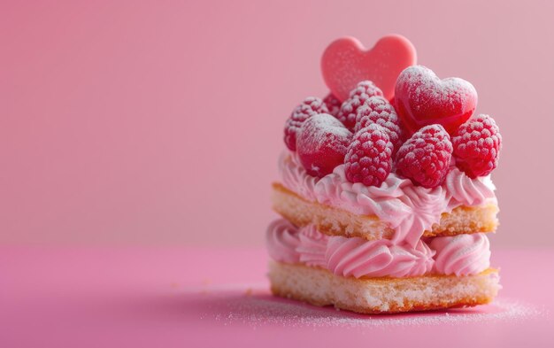 Ciasto w kształcie serca na pastelowym tle profesjonalne zdjęcie reklamowe żywności ai generowane