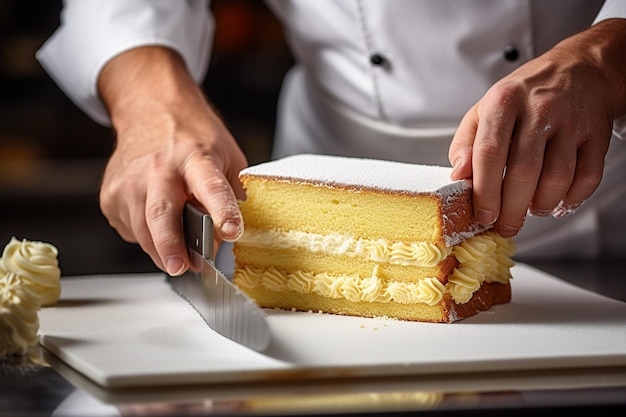 Zdjęcie ciasto waniliowe z warstwami kremu waniliowego