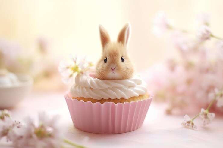 Zdjęcie ciasto z królikiem kawaii
