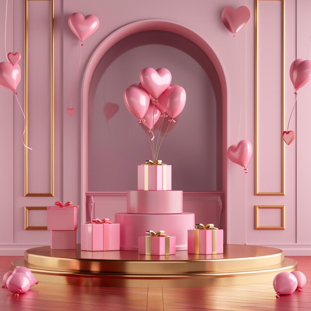 ciasto z sercami i różowe pudełko z sercami