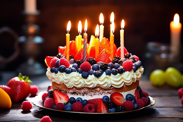 Zdjęcie ciasto z świecą, na której jest napisane urodziny