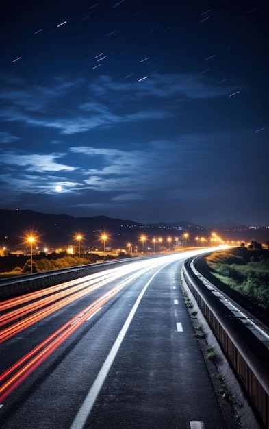 Cicha autostrada pod gwiezdną nocą