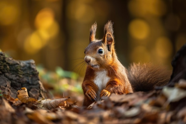 Ciekawska wiewiórka w lesie