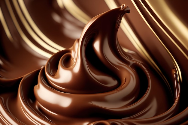 Ciekłe zbliżenie tekstury czekolady Płynna gorąca czekolada