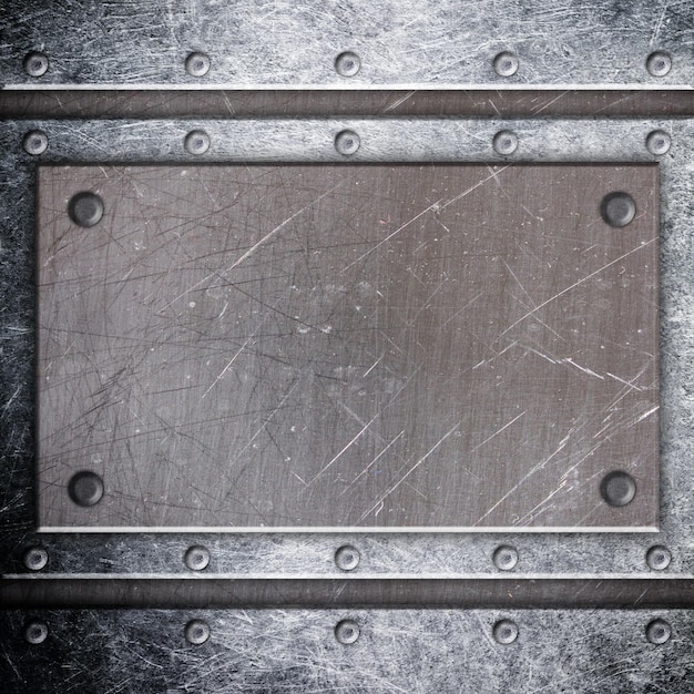 Zdjęcie ciemna metalowa rama z siatkowym tłem żelaznej płyty ilustracja 3d