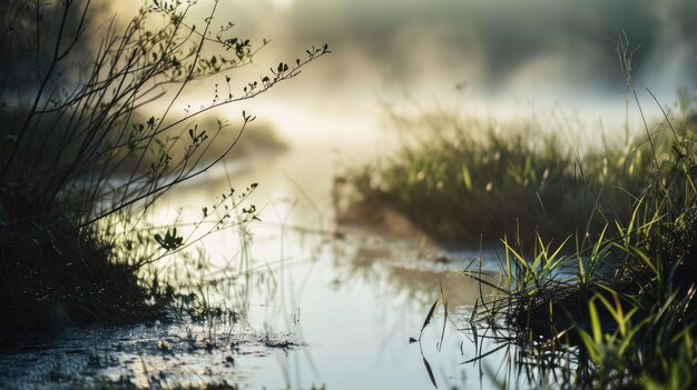 Zdjęcie ciemna mgła, las, bagna, natura, tło tapetowe