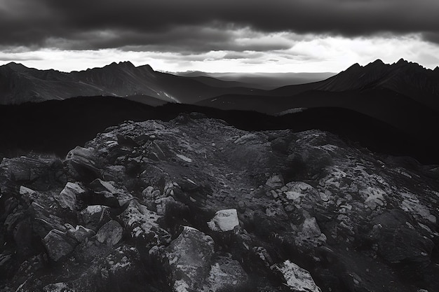 ciemne górskie czarno-białe nastrojowe obrazy górskie
