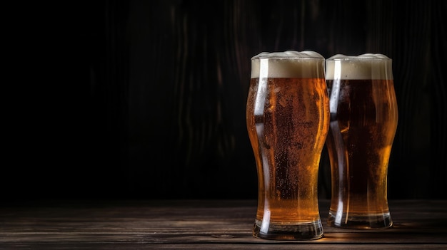 Ciemne szklanki do piwa w tle Ilustracja AI GenerativexA