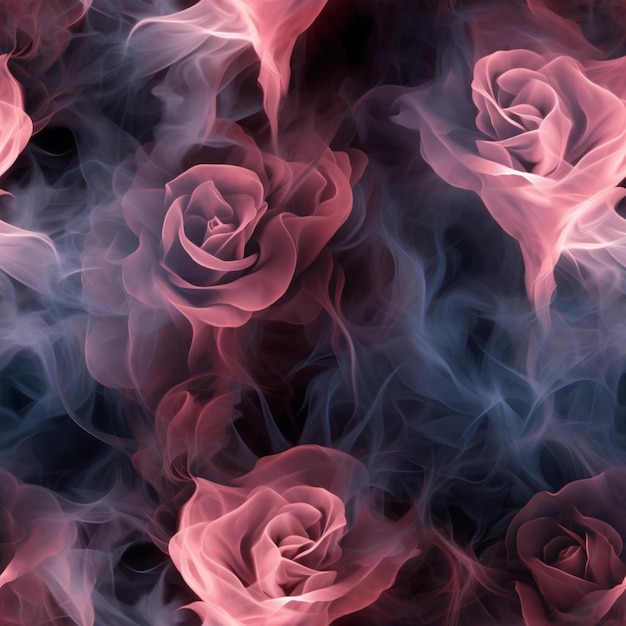 Ciemne tło z różowymi i fioletowymi różami.