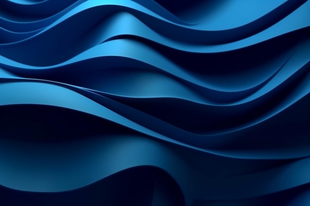 Ciemno niebieskie fale papieru abstrakcyjne tło eleganckie faliste tło 3D AI generatywne