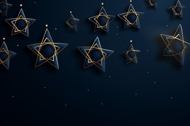 Zdjęcie ciemno niebieskie tło z gwiazdami na chanuckę