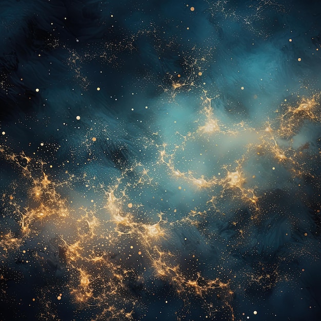 ciemno niebieskie tło z przestrzenią z gwiazdami i mgławicą w tle
