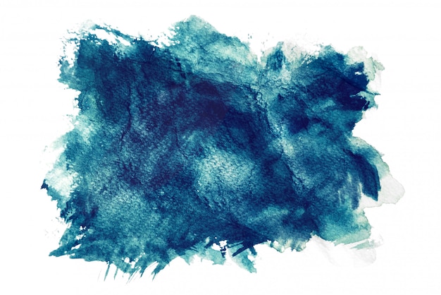 ciemnoniebieska akwarela na białym tle, malowanie strony na zmięty papier