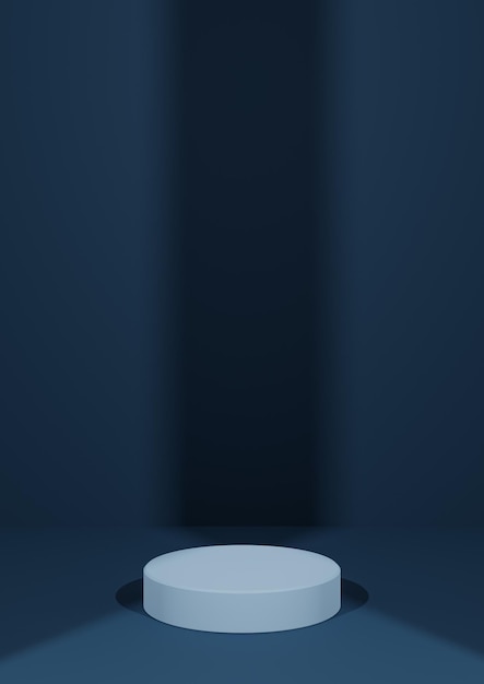 Ciemnoniebieski rendering minimalna pusta fotografia produktu wyświetla tło cylinder podium stojak światło