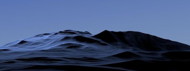 Ciemnoniebieskie góry Puste kamienne góry ulgi 3D renderowania