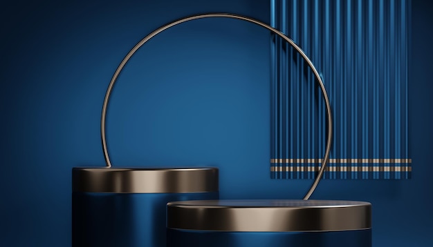 Ciemnoniebieskie tło geometryczne japoński styl podium niebieski koncepcja