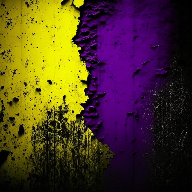Zdjęcie ciemnożółta tekstura ściany tło halloween tło przerażające i fioletowe czarne grunge tło