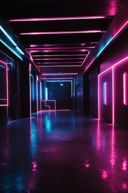 Ciemny pokój z obrazem tła neonów