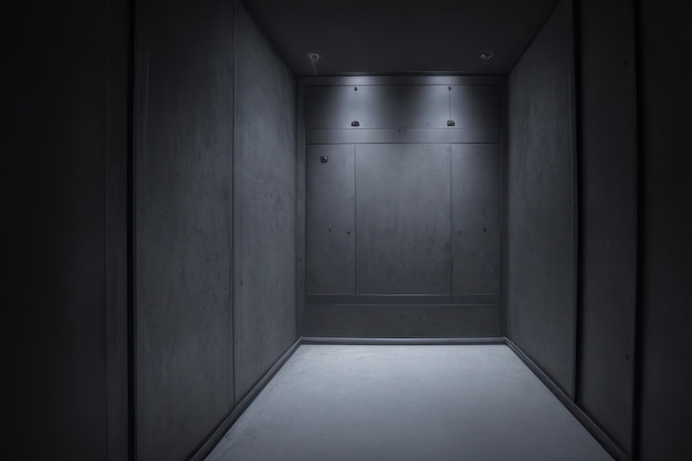 Ciemny pusty pokój z ciemną drewnianą podłogą czarne tło pokoju do wyświetlania produktu renderowania 3d