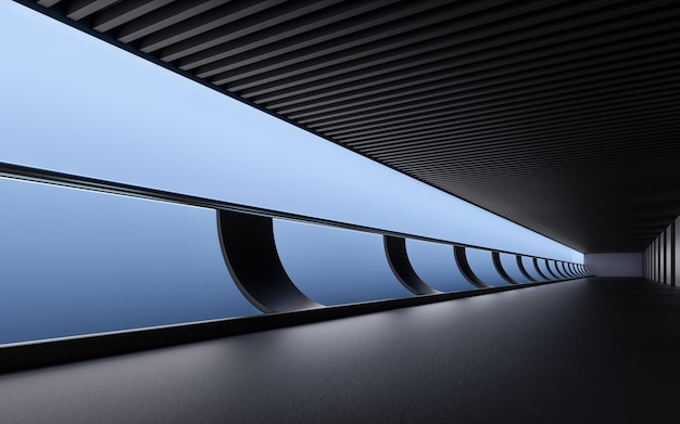 Ciemny tunel futurystyczny koncepcja renderowania 3d