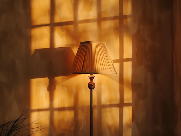 Cień lampy jako sylwetka odlewana na ścianie Miękka i rozproszona Sha Kreatywne zdjęcie eleganckiego tła