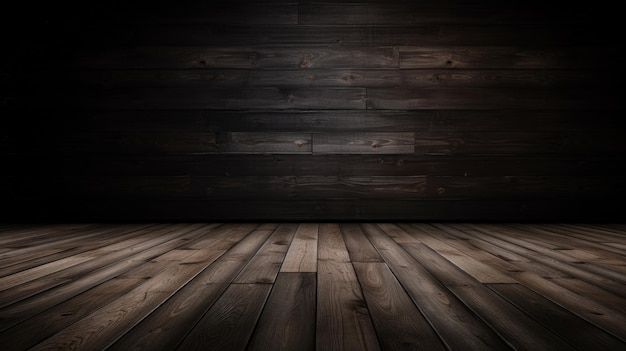Cienie lasu Urzekające połączenie ciemnej drewnianej podłogi i enigmatycznej drewnianej ściany