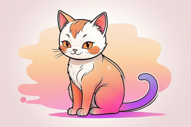 Zdjęcie ciepły gradient rysunek kotka z kreskówki