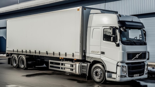 Ciężarówka chłodnia przewożąca łatwo psujące się towary wygenerowana przez sztuczną inteligencję