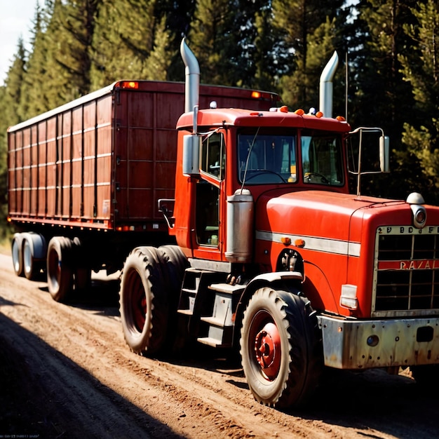 Ciężarówka transportowa z przyczepą ciągnącą do logistyki ładunków na autostradach lądowych