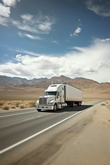 ciężarówka z ładunkiem poruszająca się po autostradzie Generatywna sztuczna inteligencja