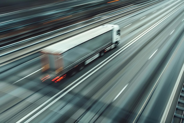 Zdjęcie ciężarówka z prędkością na autostradzie