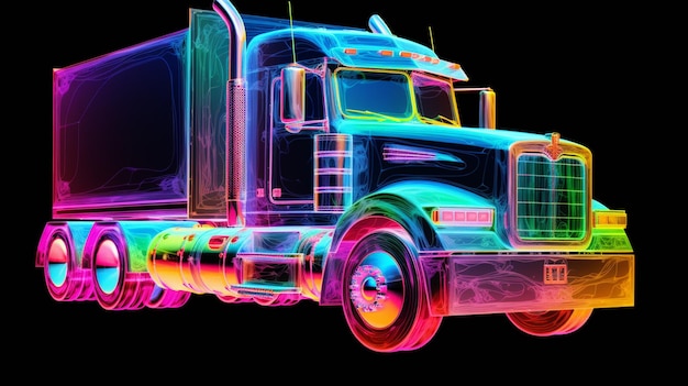 Zdjęcie ciężarówka z przyczepą renderowanie 3d rysunek cyfrowy komputerowy