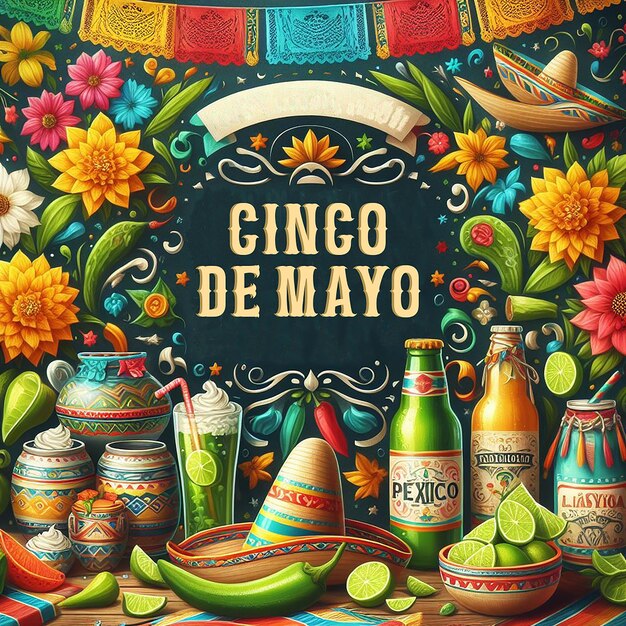 Zdjęcie cinco de mayo tło generatywne ai