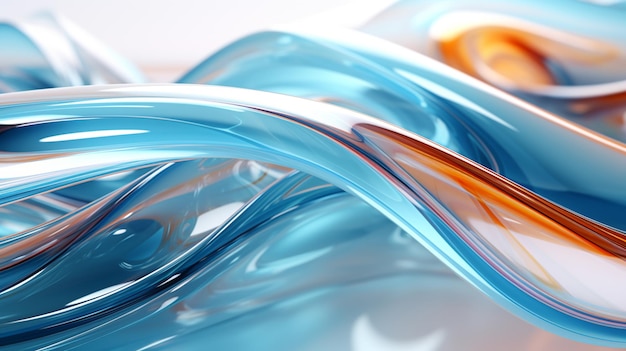 cinema4d renderuje abstrakcyjne szklane teksturowane niebieskie gradienty z dynamicznymi liniami i krzywymi