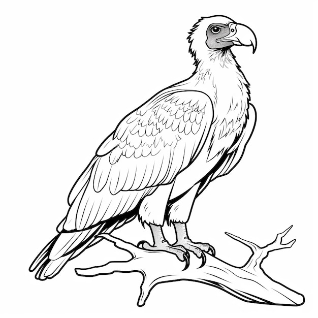 Cinereous Vulture doodle uroczy anioł płaska książka do malowania kawaii line art