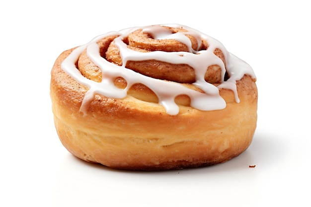 Zdjęcie cinnamon roll izolowany na białym tle słodkie bułeczki z glazurą