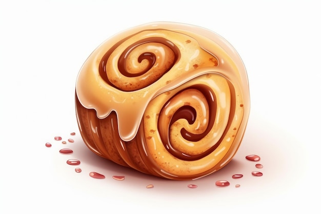 Cinnamon Roll na białym tle stylu kreskówki AI generowane