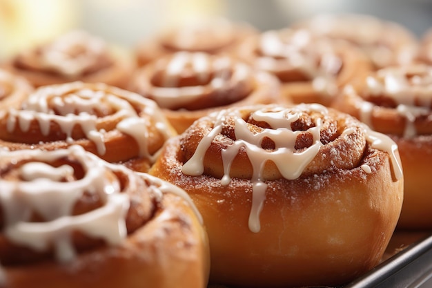 Zdjęcie cinnamon rolls z glazurą modny domowy deser