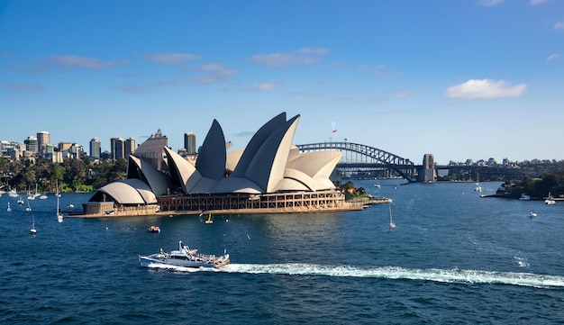 Circular Quay i Opera House Sydney Australia Opera w Sydney z promami na pierwszym planie