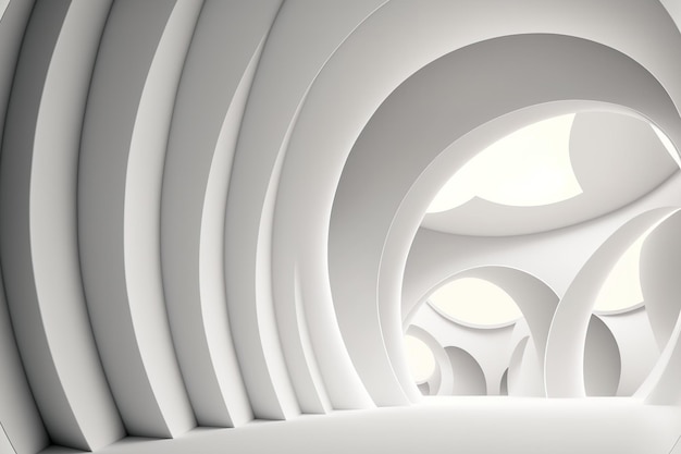 Circular White Architecture Background Nowoczesna architektura Abstrakcyjne kształty z krzywymi