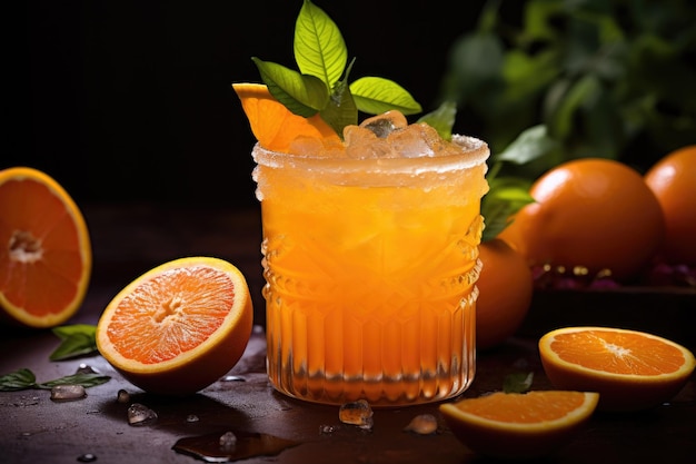 Citrus Bliss Vibrant Cocktails z kawałkiem pomarańczy