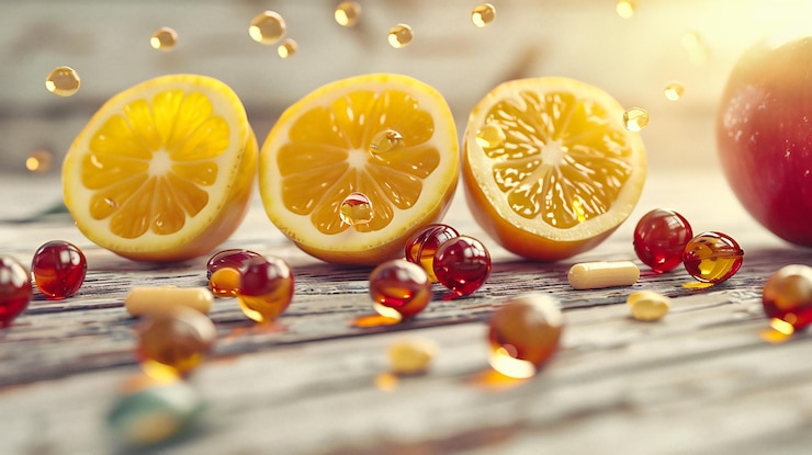 Zdjęcie citrus explosion świeże i kolorowe owoce cytrusowe z kawałkiem cytryny